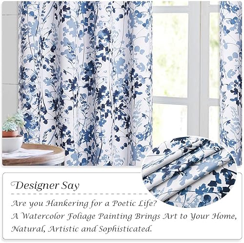 Miniatura 5 de KGORGE - Cortinas opacas de estilo rústico - Cortinas y cortinajes que reducen la luz solarrayos UV, con patrón bohemio de acuarela para dormitorio,