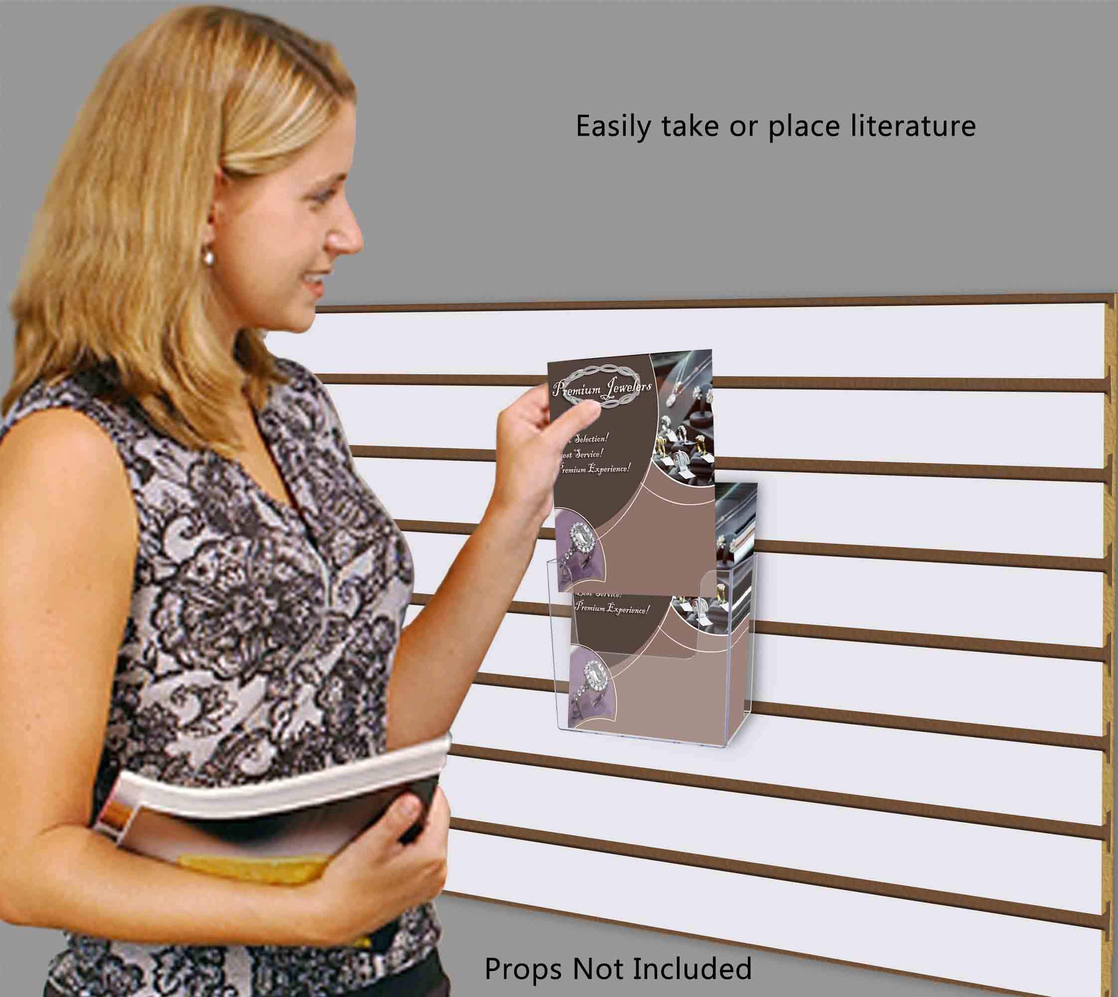 Marketing Holders 4 Pack Slatwall Hanging Brochure Holder for Bifolds or Booklets Slot Wall Display Caddy for 5.5