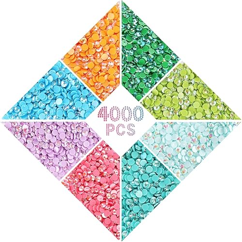 YBUTVY AB - Cuentas de pintura de diamantes, 20 colores, 4000 piezas, taladros de pintura de diamante redondo, diamantes de imitación AB, accesorios