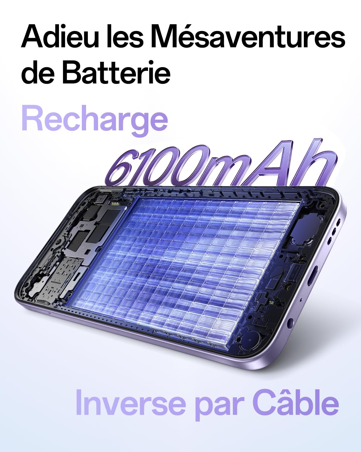 OPPO A6x 5G Smartphone Android Débloqué, 6+256Go, Écran Ultra Lumineux 6.75" 120Hz, Appareil Photo Ultra-Clair 50MP, Batterie 6100mAh, MediaTek Dimensity 6300, Résistance à l'eau IP64, Violet Purple