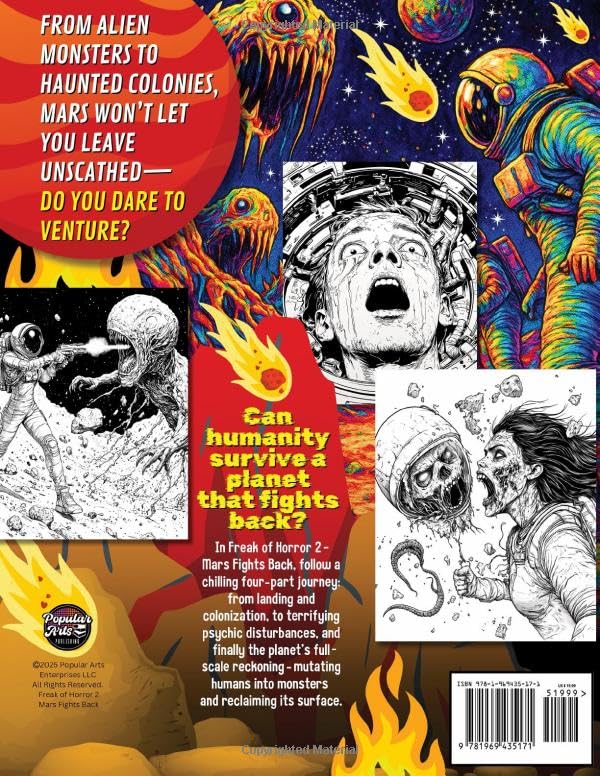 Freak of Horror 2 - Mars Fights Back: Creepy and Scary Coloring Book for Adults and Teens with 101 Large Images of Alien Monsters, Haunted Colonies, and Cosmic Terror (Freak of Horror Coloring Books) - Image 2