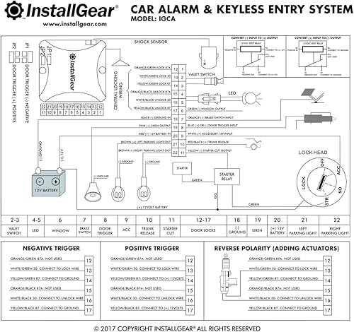 Miniatura 2 de InstallGear Alarma de Seguridad para Coche y Sistema de Entrada sin Llaves, Apertura del Maletero con Dos Controles Remotos de 4 Botones - Sistema
