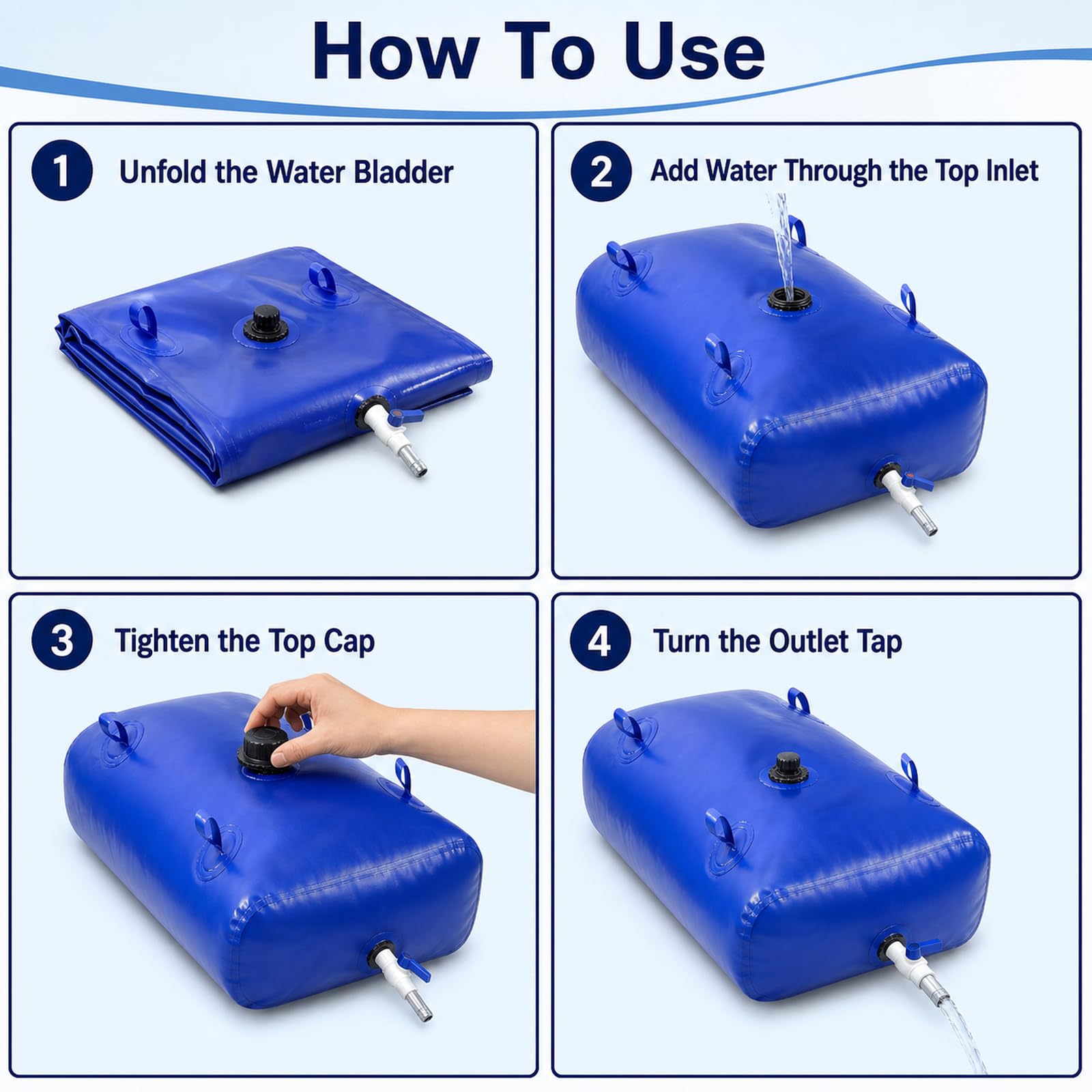 Vejiga De Agua Plegable,DepóSito De Agua Plegable con Grifo,Bolsa De Agua Plegable Engrosada,No Se Deforma FáCilmente,para Transporte De LíQuidos para JardíN