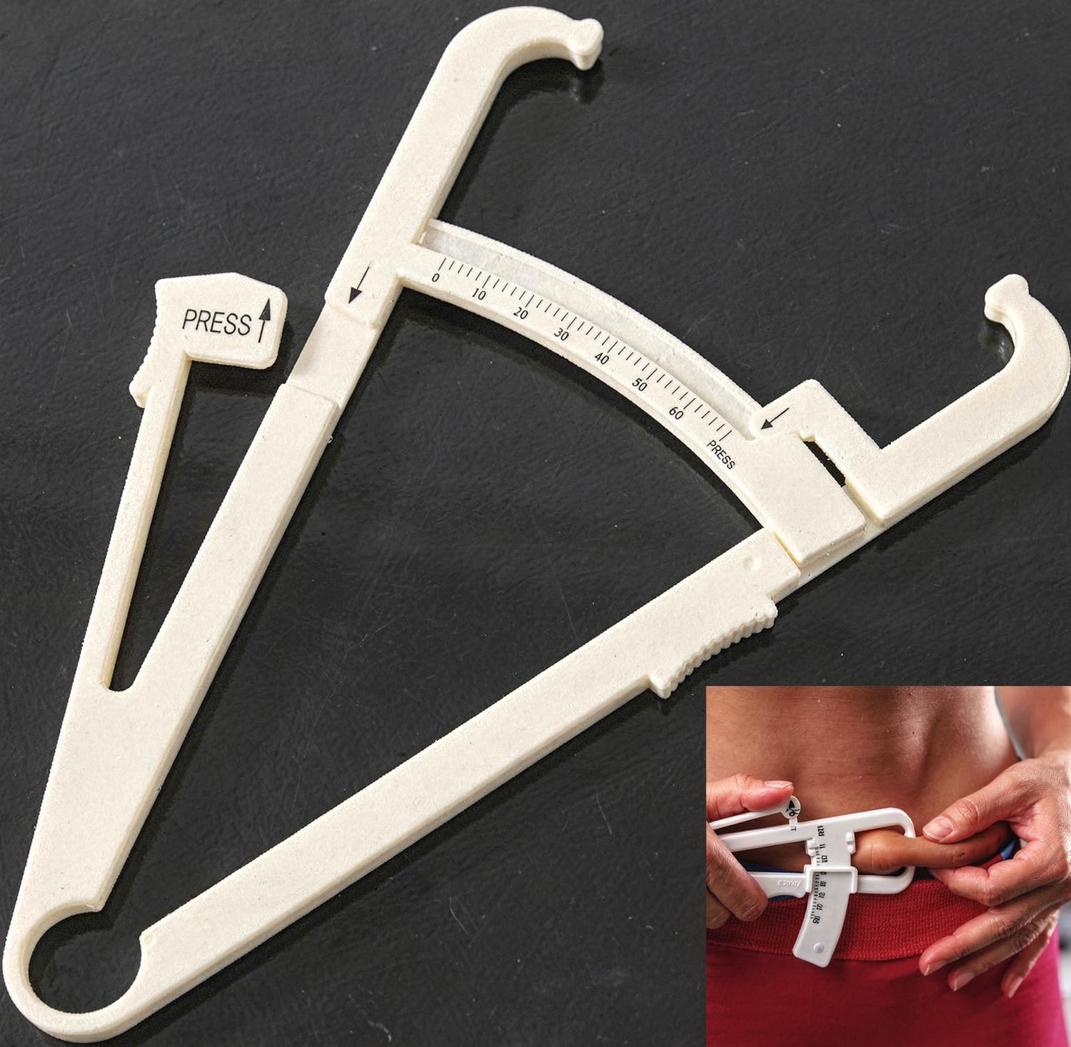 NVF Body Fat Calipers for Accurately Handheld BMI Body Fat Measurement Device Measuring Tool with Percentage Measure Charts for Men and Women （Random Color Beige/Whit-image-23