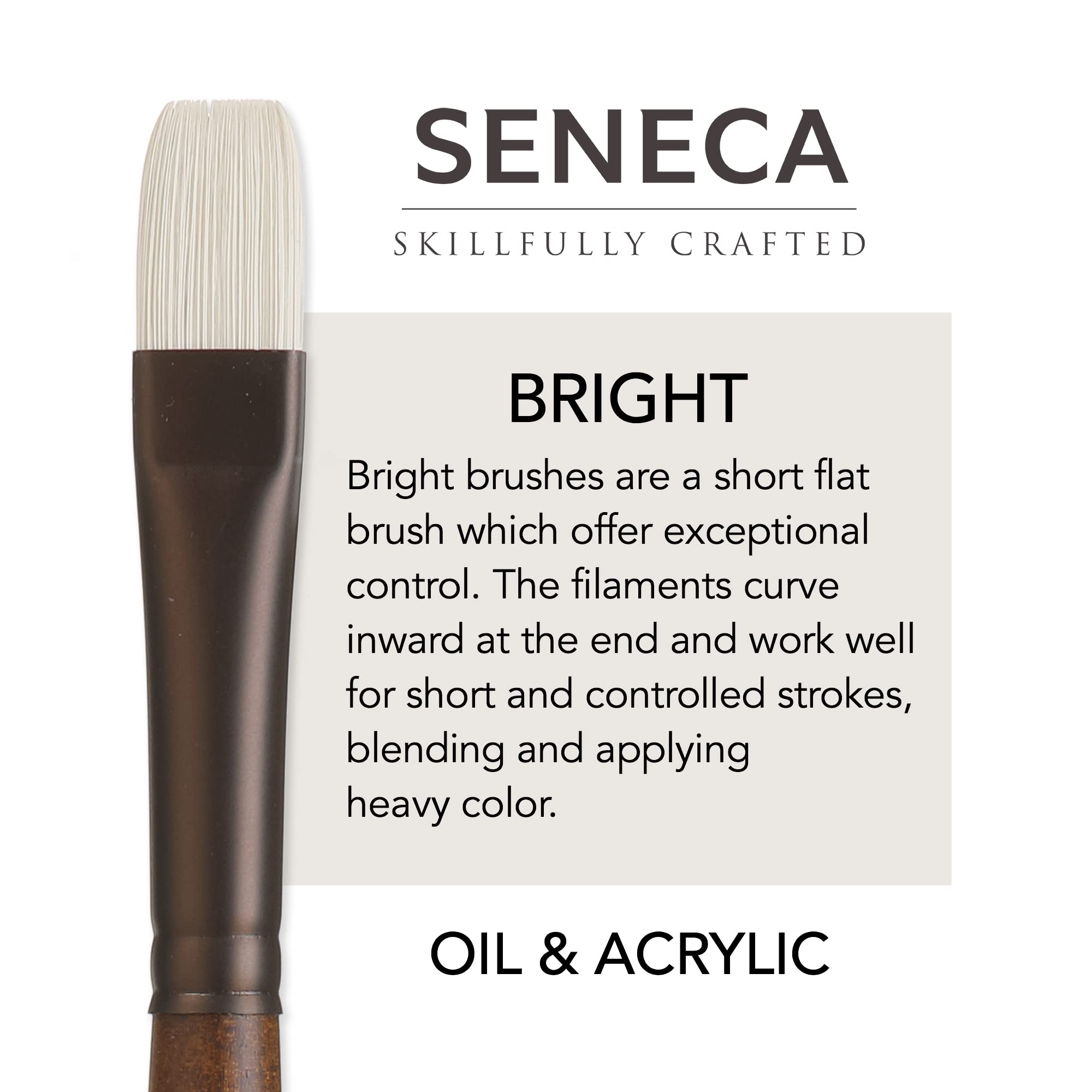 Seneca - Pennelli da artista Willow Wolfe, pennello professionale con setole sintetiche per acrilico, olio e olio miscelabile con acqua, serie 1700, 00 Bright