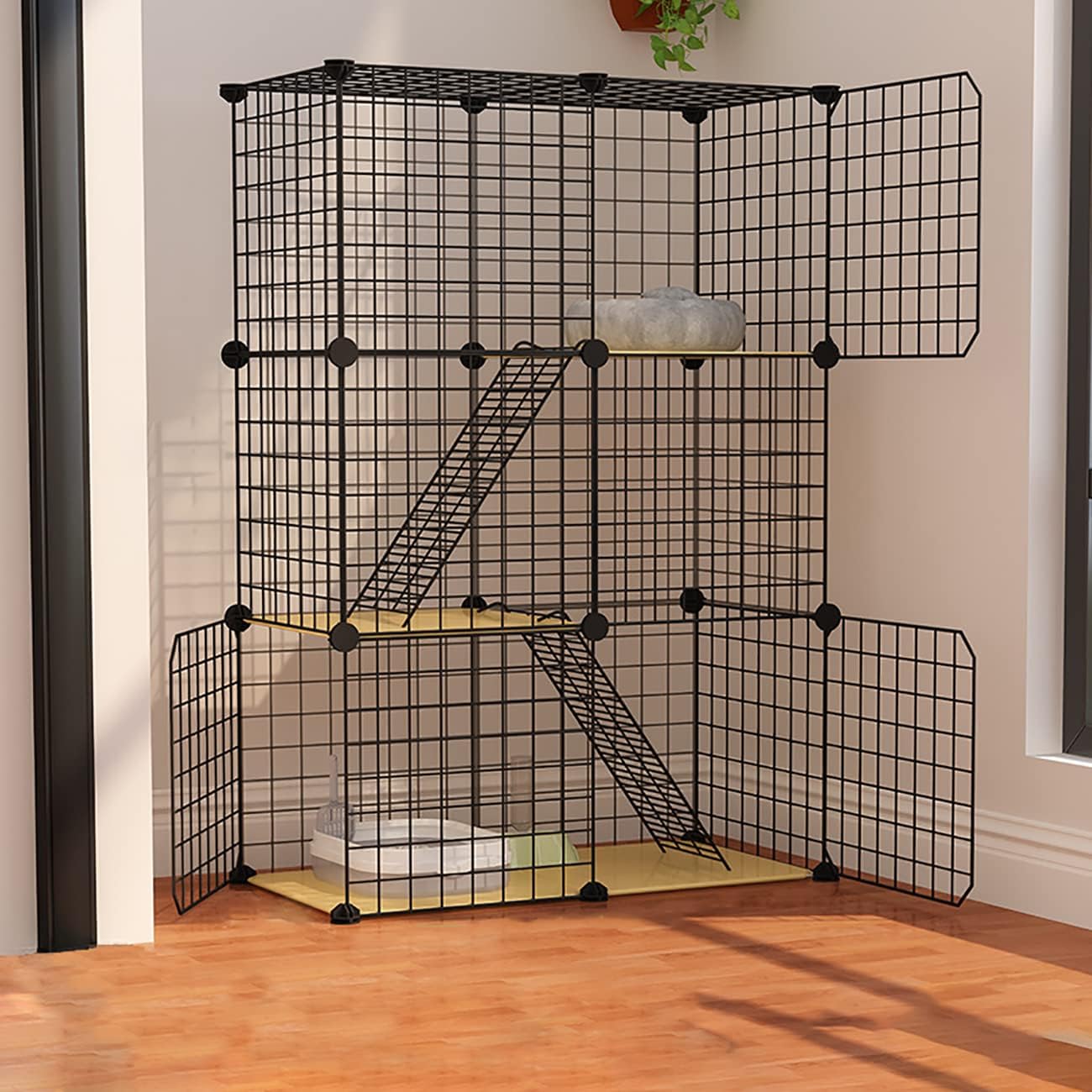 猫用ケージ 大型 2段 3段猫 3階層天井扉 ねこ2段3段4段ケージ ゲージ サークル猫 シンプル 大きめ猫のゲージ 大型diyコンビネーション 室内用ケージ 広い 梯子付きお手入れ簡単diyコンビネーション 棚板 猫脱走防止 組立簡単 Sale 98 Off 広い