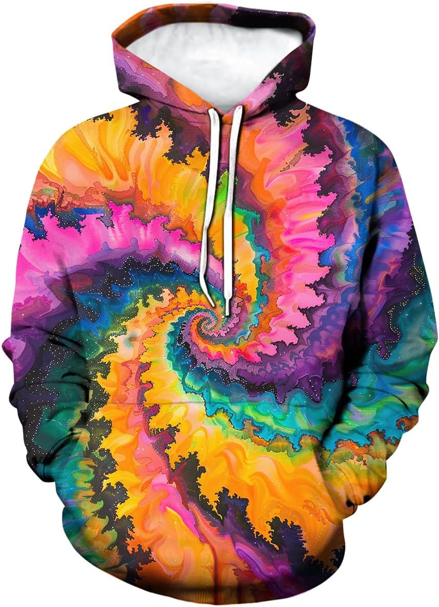 Mens Tie Dye Print Hoodies Colorful Graphic Hooded Jamaica Ubuy