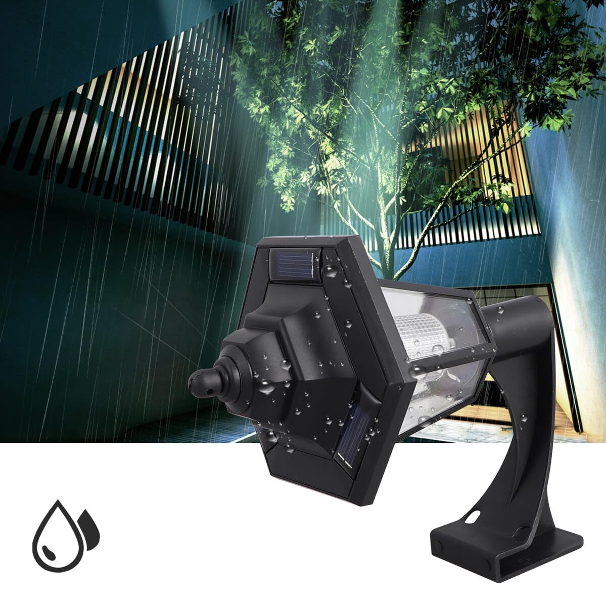Lampade Solari da Parete Esagonali Vintage 2 Pezzi per Esterni Consumo Ridotto Plastico Nero per Giardino e Piscina