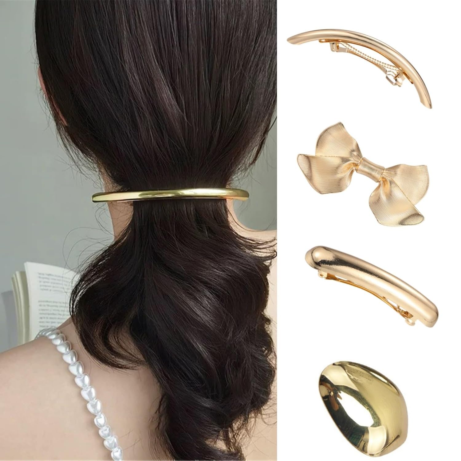 papasgix 4 PCS Hair Barrettes for Women, Spring French