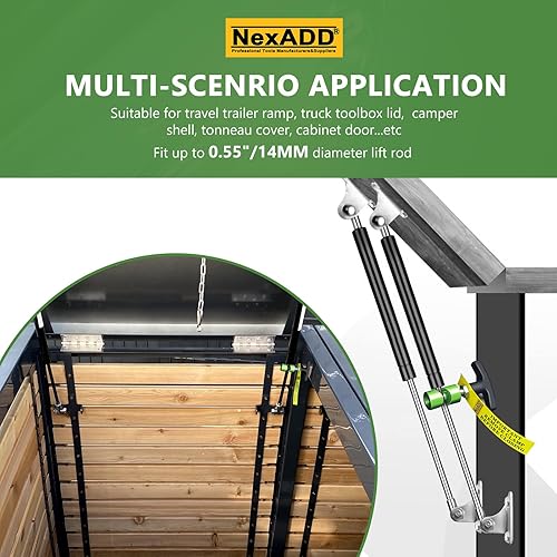 Miniatura 7 de Pinza de bujía para capó de automóvil de 0.55 pulgadas con punta de latón, soporte universal para puntal de capó, abrazadera de soporte de