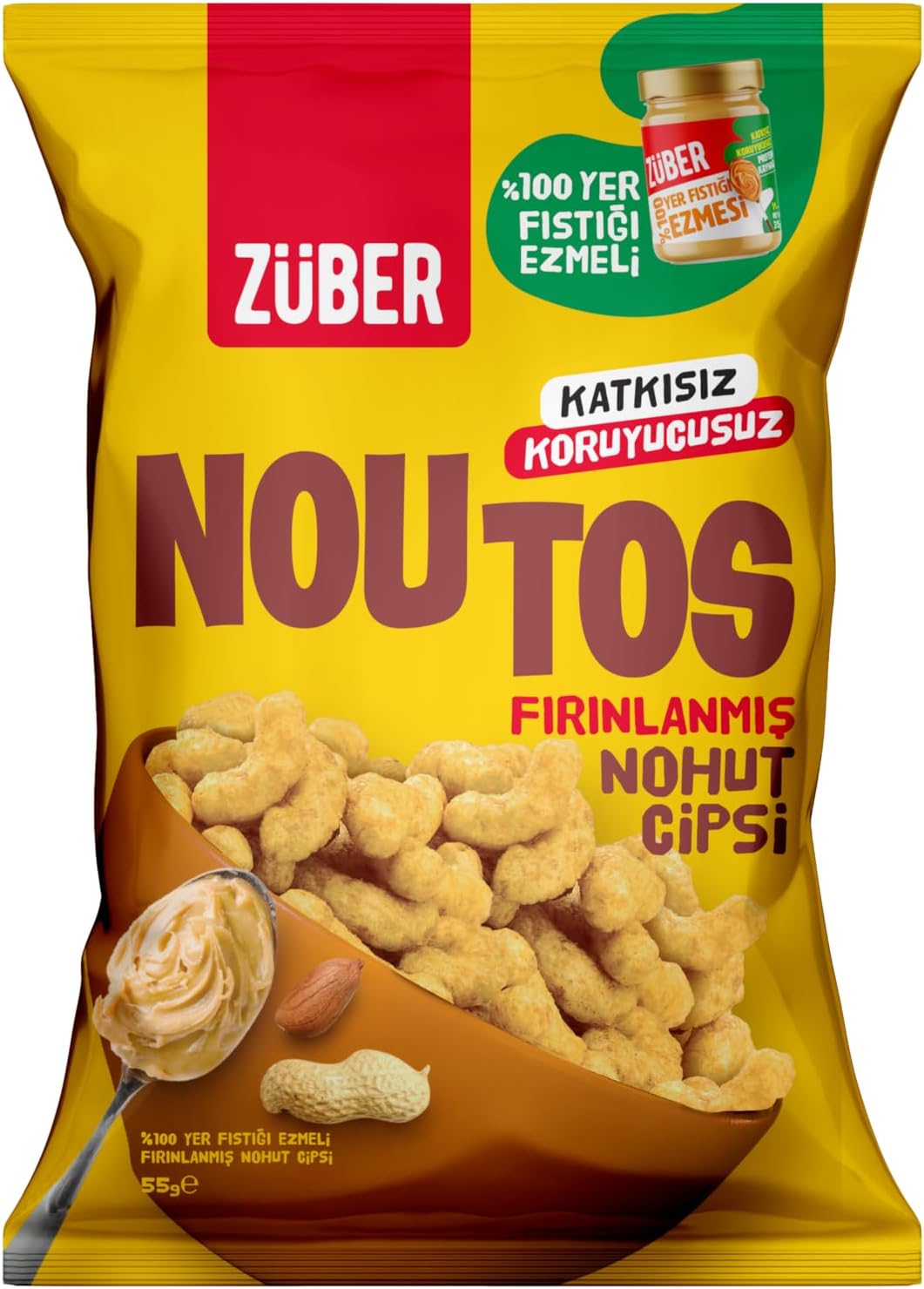 Züber Noutos%100 Fıstık Ezmeli Nohut Cipsi 55g x 15 Adet
