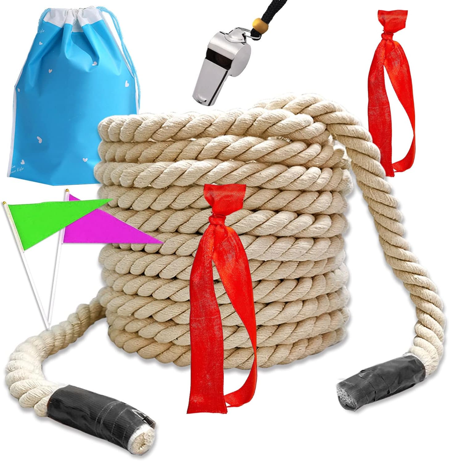 35Ft Tug Of War Rope Field Day Family Reunion Natural Cotton For Kids And Adults, Summer Campe, Yard Games, Outdoor Camping Picnic Team Building