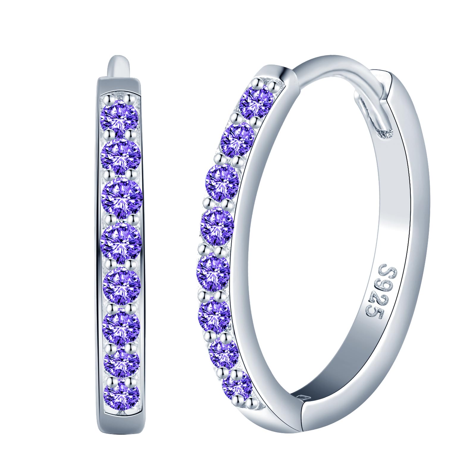 CPSLOVE Orecchini Cerchio da Donna Ragazze Eleganti Orecchini Cerchi con Zircone in Argento 925 Orecchini Creole de Diametro 1.4cm