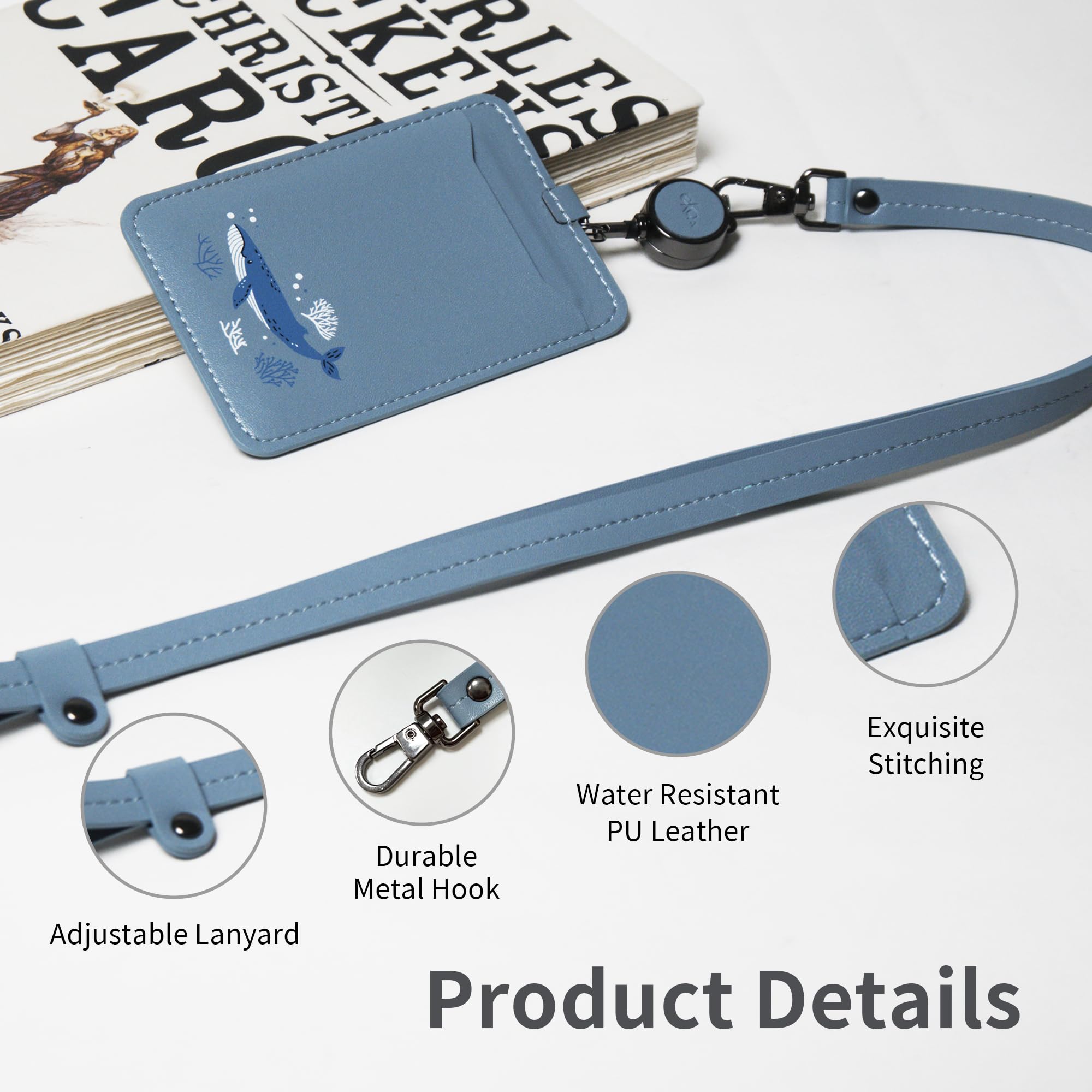 EKAX Double-Sided ID Badge Holder with Lanyard & Retractable Reel, ID Card Holder for Office Bus Pass, Teacher, Nurse - Image 4