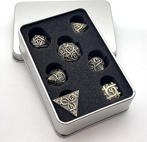 Miniatura 4 de Escritorio RPG Metal Polyhedron dados Grupo DND Grupo de Dungeons and Dragons( Antique Bronze)