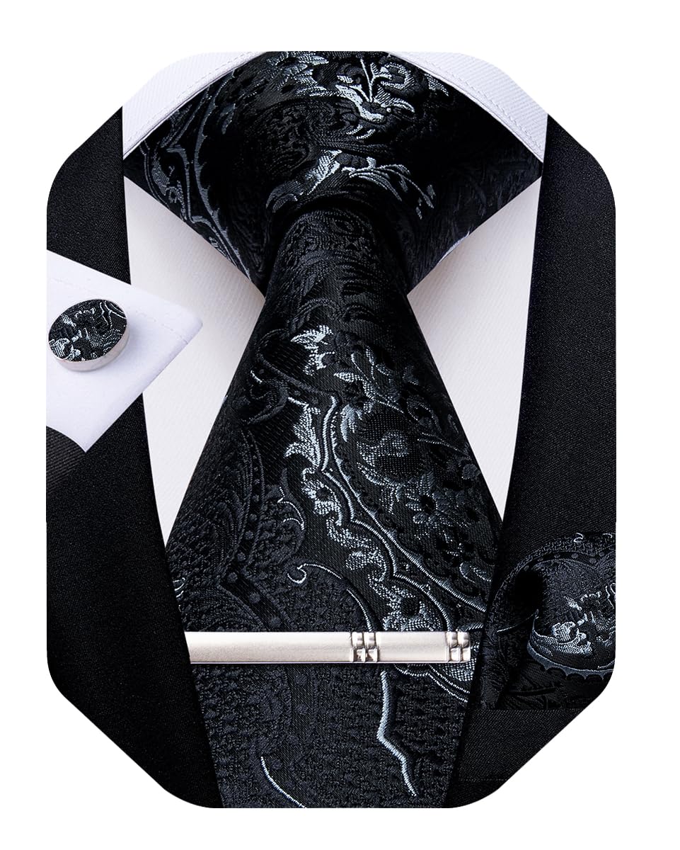 DiBanGu Silk Floral Ties for Men Woven Paisley Necktie