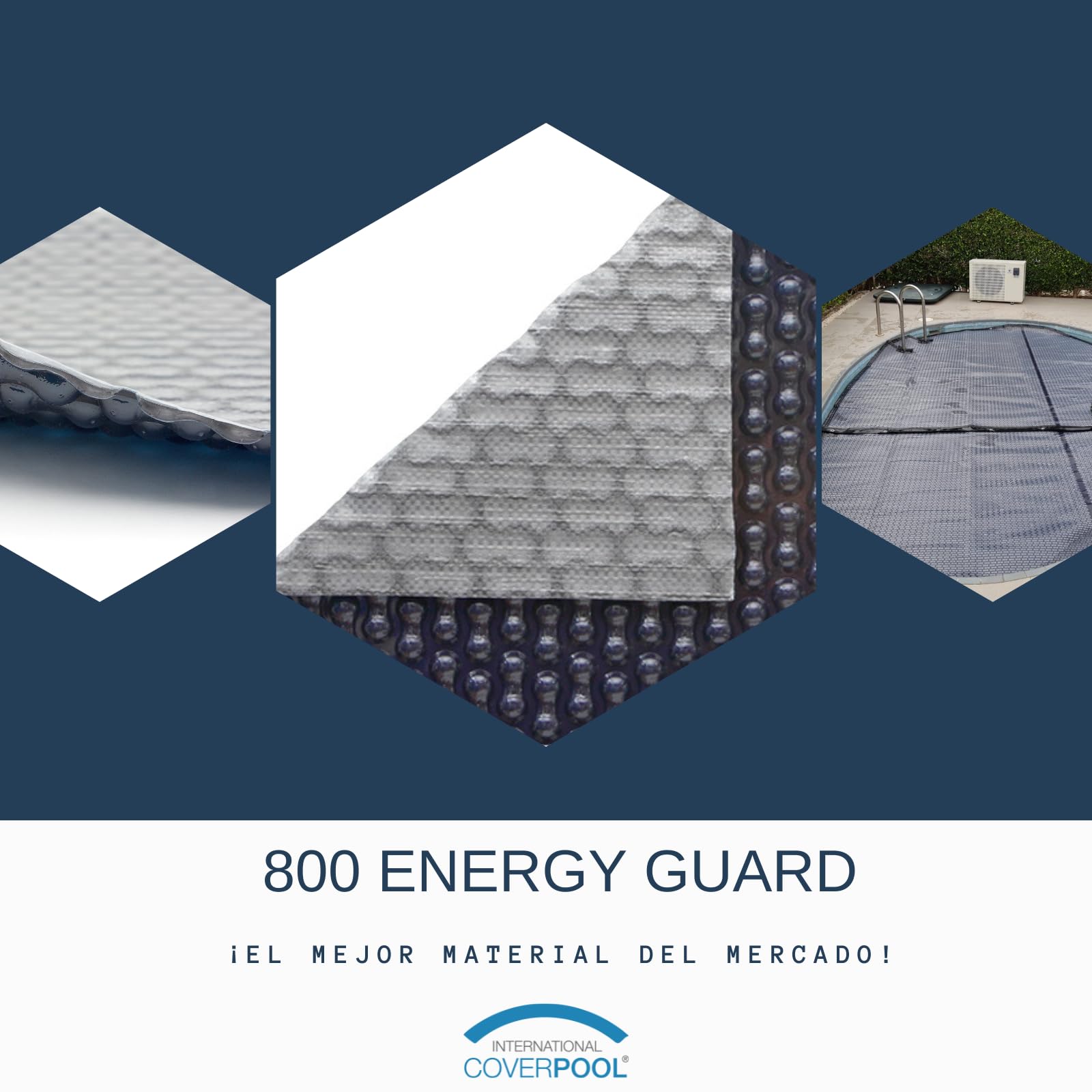 INTERNATIONAL COVER POOL Cubierta Piscinas Manta Térmica 800 Geobubble ENERGYGUARD de 2 x 2 m con Refuerzo EN LOS Anchos - Ahorro DE Agua Y ENERGIA -