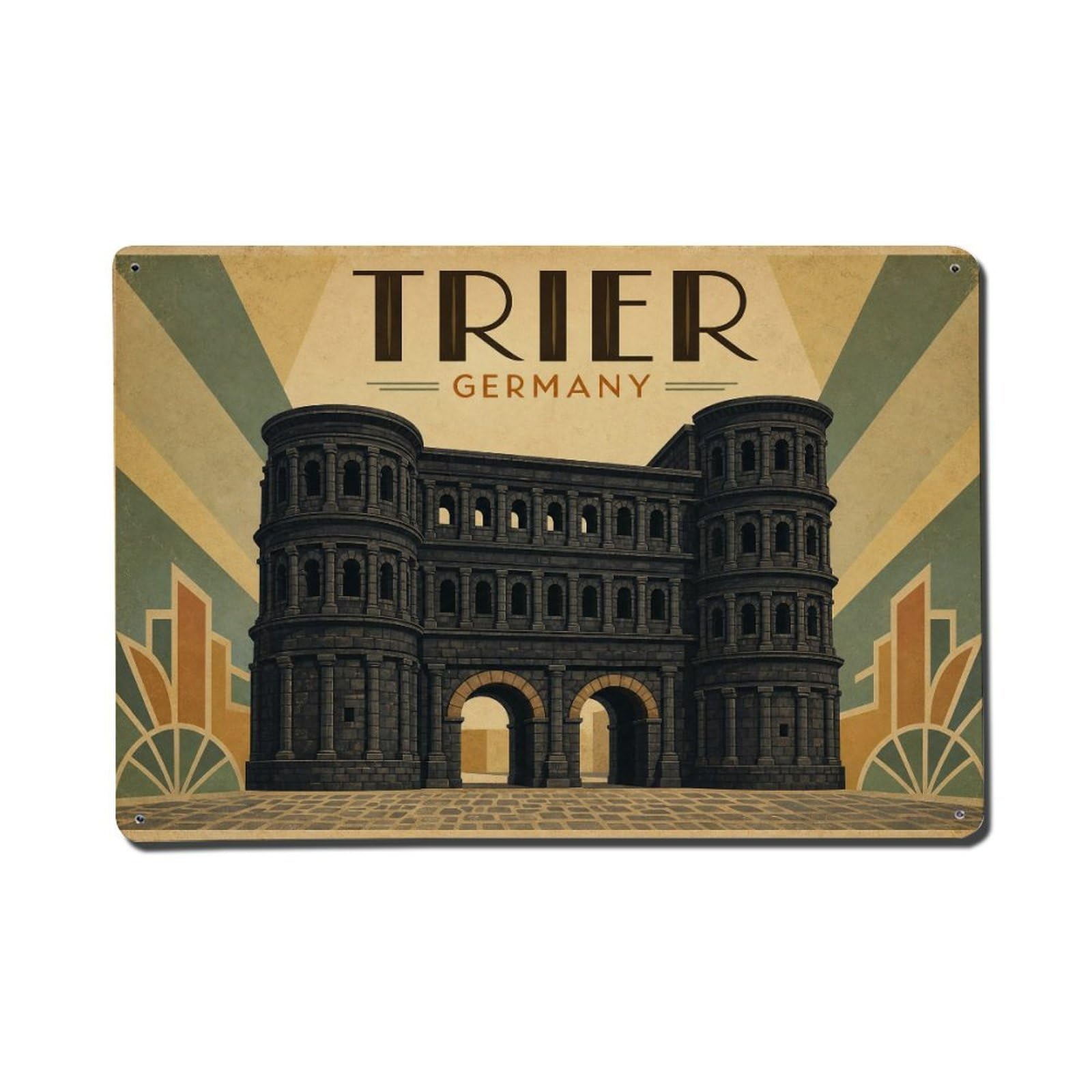 Travel Vintage Germany Trier Metal Tin Sign Plaque Wall Decor for Cafe, Club Bar, Office, Garden Metal Poster 8x12Inch