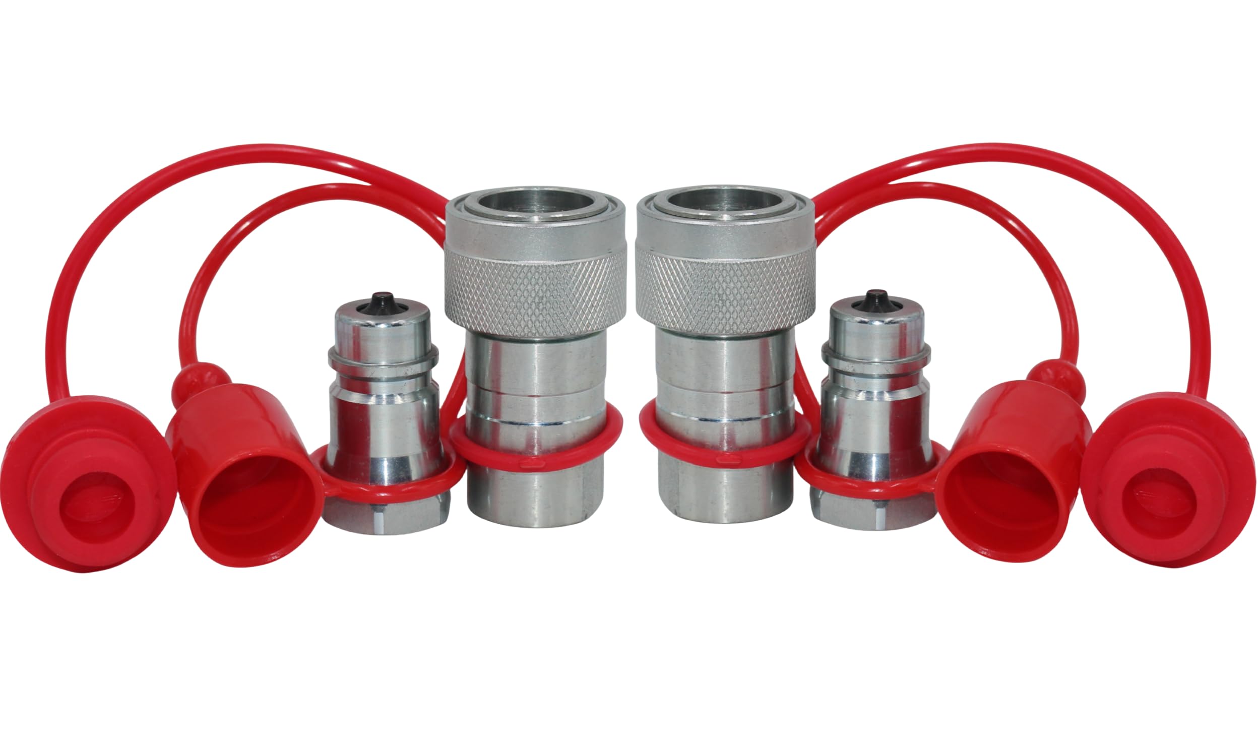 1/2'' Ag Hydraulic Quick Connect Tractor Couplers with Dust Caps,Poppet Valve Pioneer Style ISO 5675 Hydraulic Quick Coupler