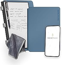 Rocketbook Pro 2.0 Reusable Professional Smart Notebook, Executive Size 7x9, Steel Blue - Lined & Dot Grid Pages, App-Connected, Erasable, Premium Cover, Ideal for Work Notes and Business Meetings