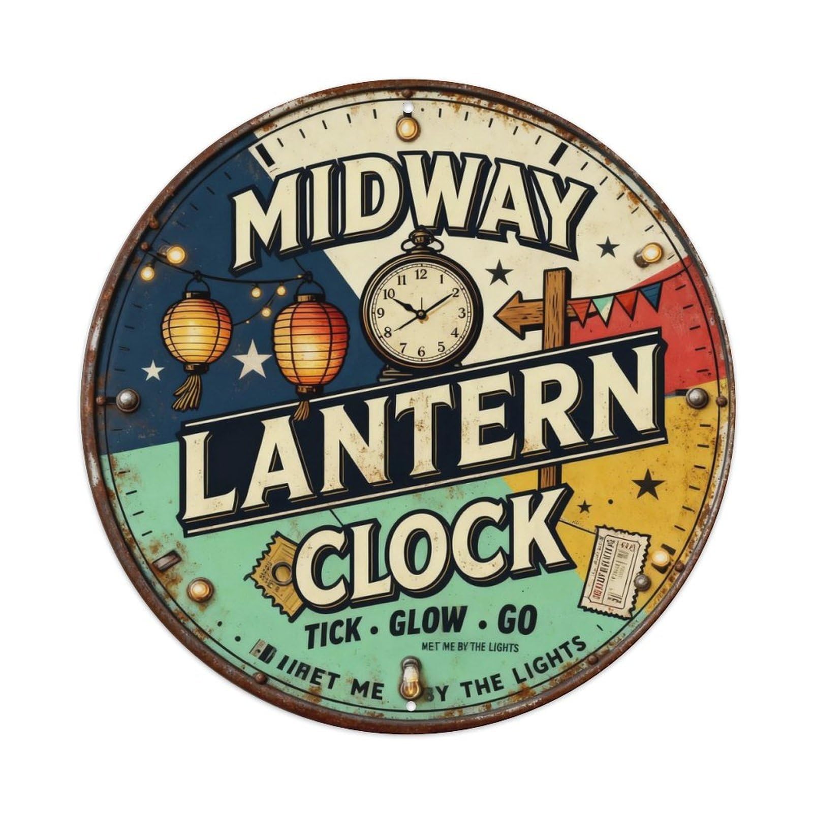 Midway Lantern Clock Sign Metal Tin Sign Plaque