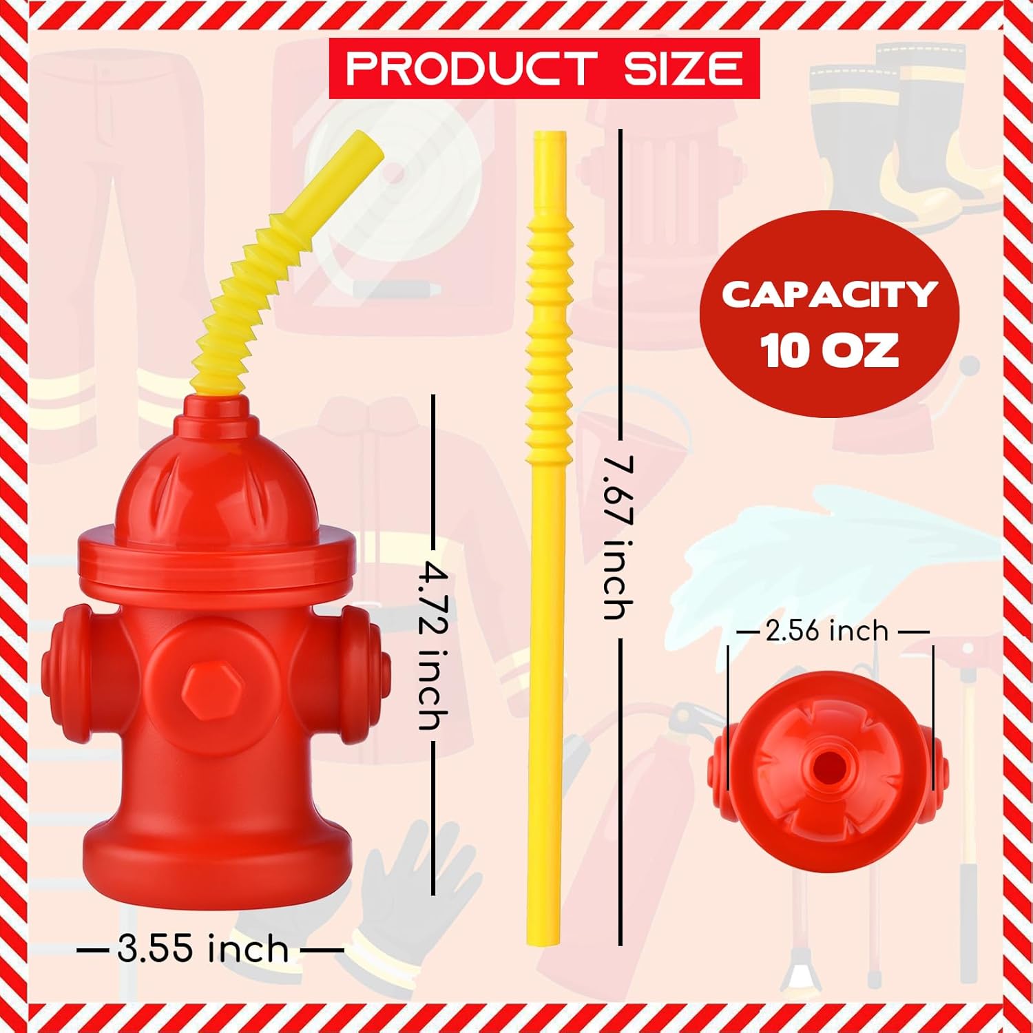 ALINK 12 PCS Fire Hydrant Cups with Straws and 12PCS Monster Truck Cups with Straws