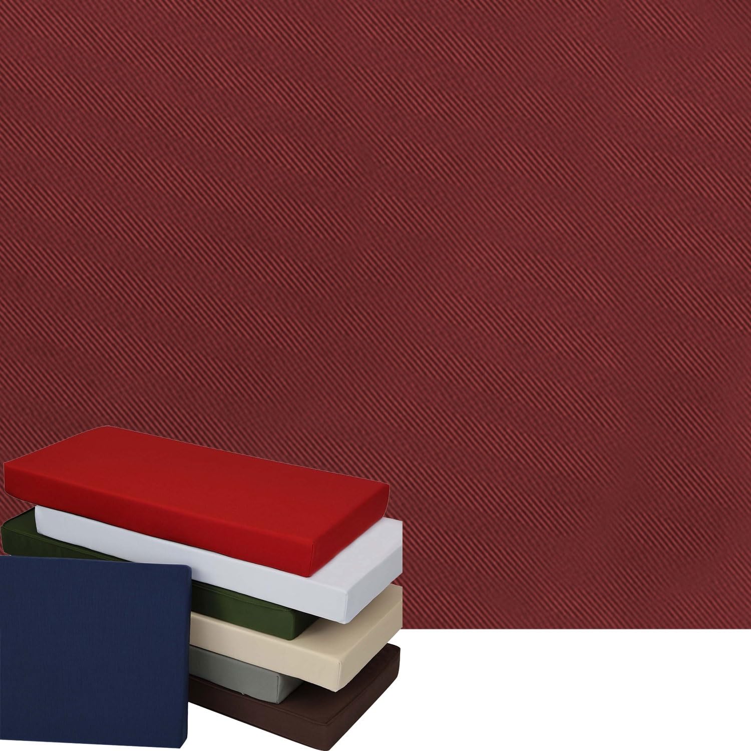 Coprisedile impermeabile personalizzato per panca e divano, sostituibile, per interni ed esterni, colore rosso scuro, 109 x 45 x 5 cm, perfetto per terrazze e