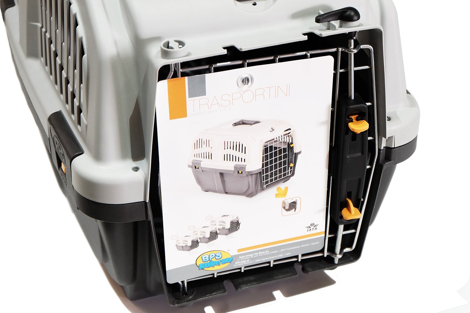 BPS (R) Transportín de plástico para Perros y Gatos Mascota Color Gris/Gris Oscuro 55 * 36 * 35cm Tamaño M BPS-4141