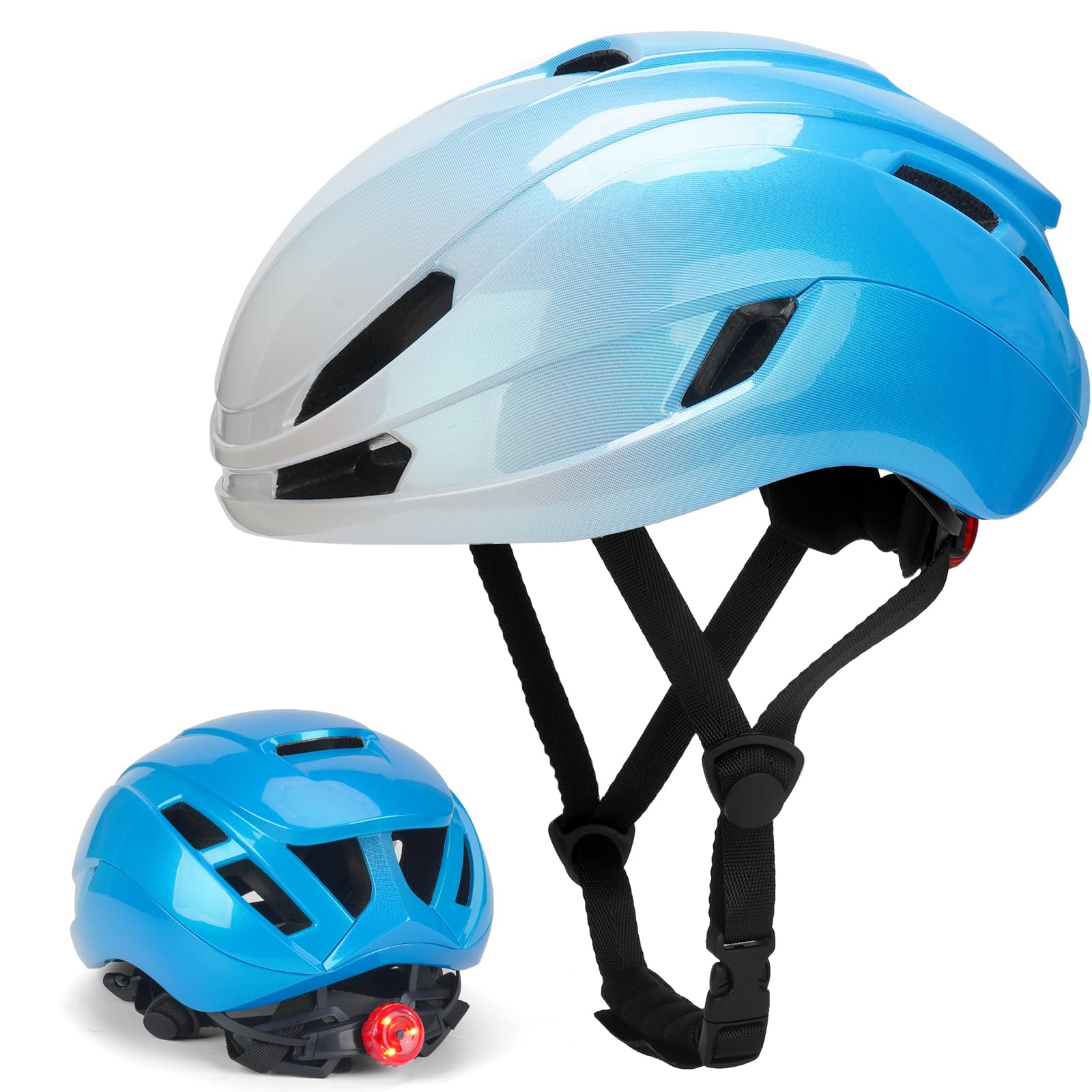 Bike Helmet, Cycle Helmets Adult with LED Ligh, Lightweight Bicycle Helmet for Men Women Cycling Road Mountain Bike Scooter MTB Helmet Safety Protection Breathable Adjustable Size 54-60cm