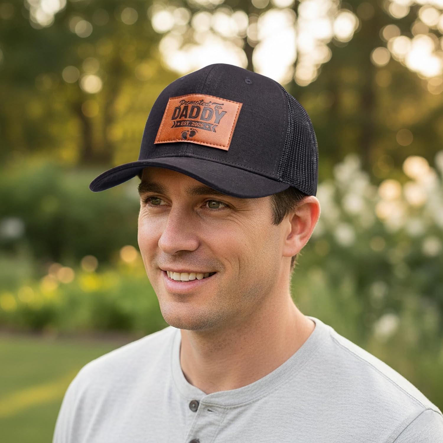Promoted to Daddy Est. 2026 Hat, Baby Gift for New Daddy, Perfect New Father Gift First Dad Hat, Fathers Day Birthday Gifts for 1st Papa Trucker Baseball Cap Black - Image 5