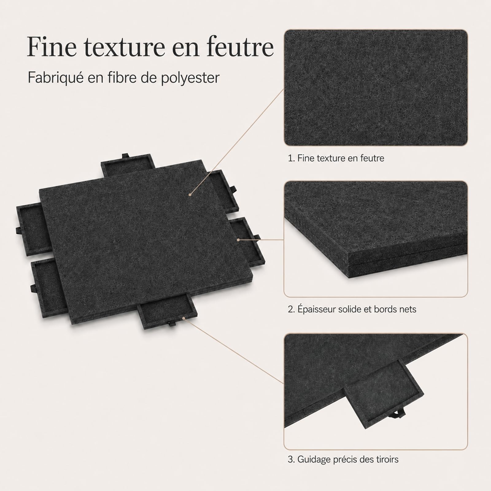 Planche à Puzzle en Feutre avec 6 tiroirs, Plateau à Puzzle inclinable avec Support 2 en 1 et Couvercle, Table de Puzzle Pliable pour Adultes, Portable, pour Puzzles jusqu'à 1000
