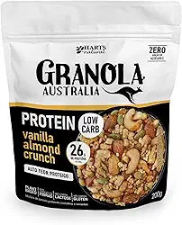 Hart's Natural Granola Australia Low Carb Keto Protein Vanilla Almond Crunch, 26g de Proteína, Granola Sem Açucar, Sem Lactose, Sem Glúten, Vegano, 200g