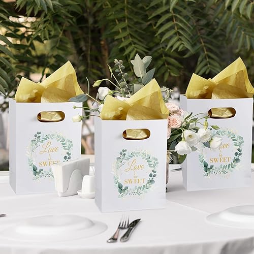 Miniatura 7 de 60 bolsas de papel de eucalipto con asas para invitados, 8.7 x 5.9 x 2.4 pulgadas