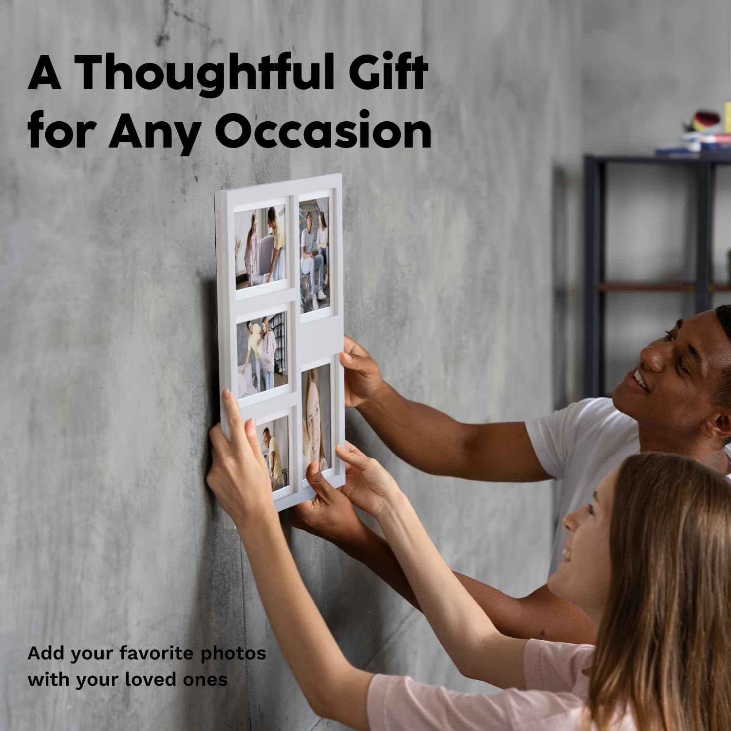 GLM 4x6 or 5x7 Collage Picture Frames for Wall, Holds 5 Photos, Photo Collage Frame with Glass and Mat, 5x7 Picture Frame Collage or 4x6 Picture Frame Collage, Picture Frames Collage Wall Decor (Modern White)