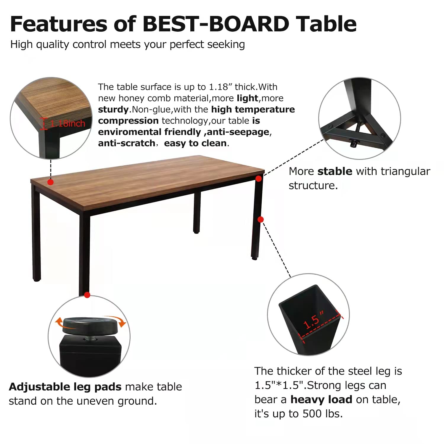 BEST BOARD 30x59 Inches Writing Computer Desk Modern Simple Study Desk