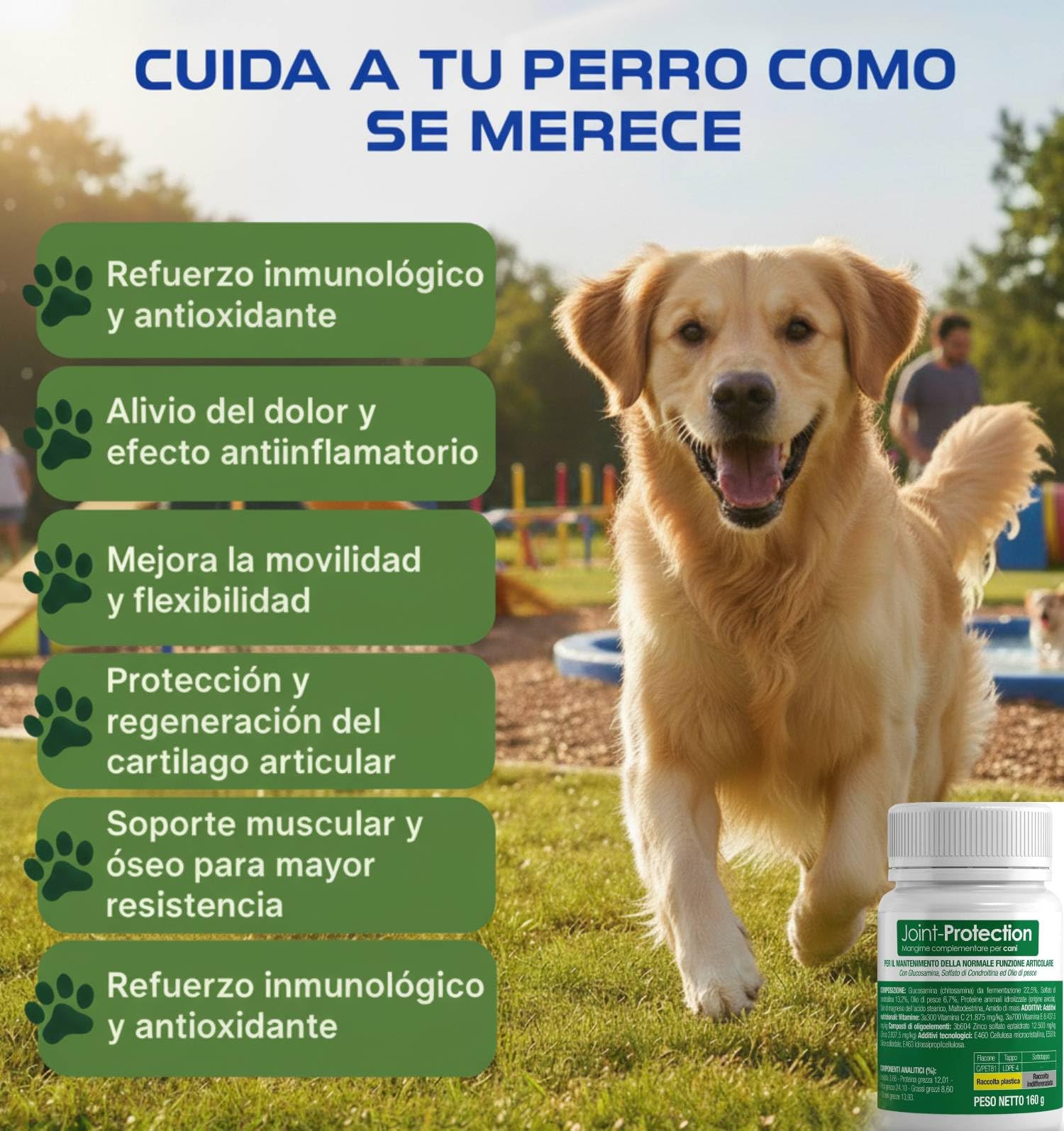 Suplemento de articulaciones para perros con glucosamina y condroitina, soporte articular y movilidad, ideal para perros mayores y activos, 100 comprimidos con Omega 3 y garra del diablo