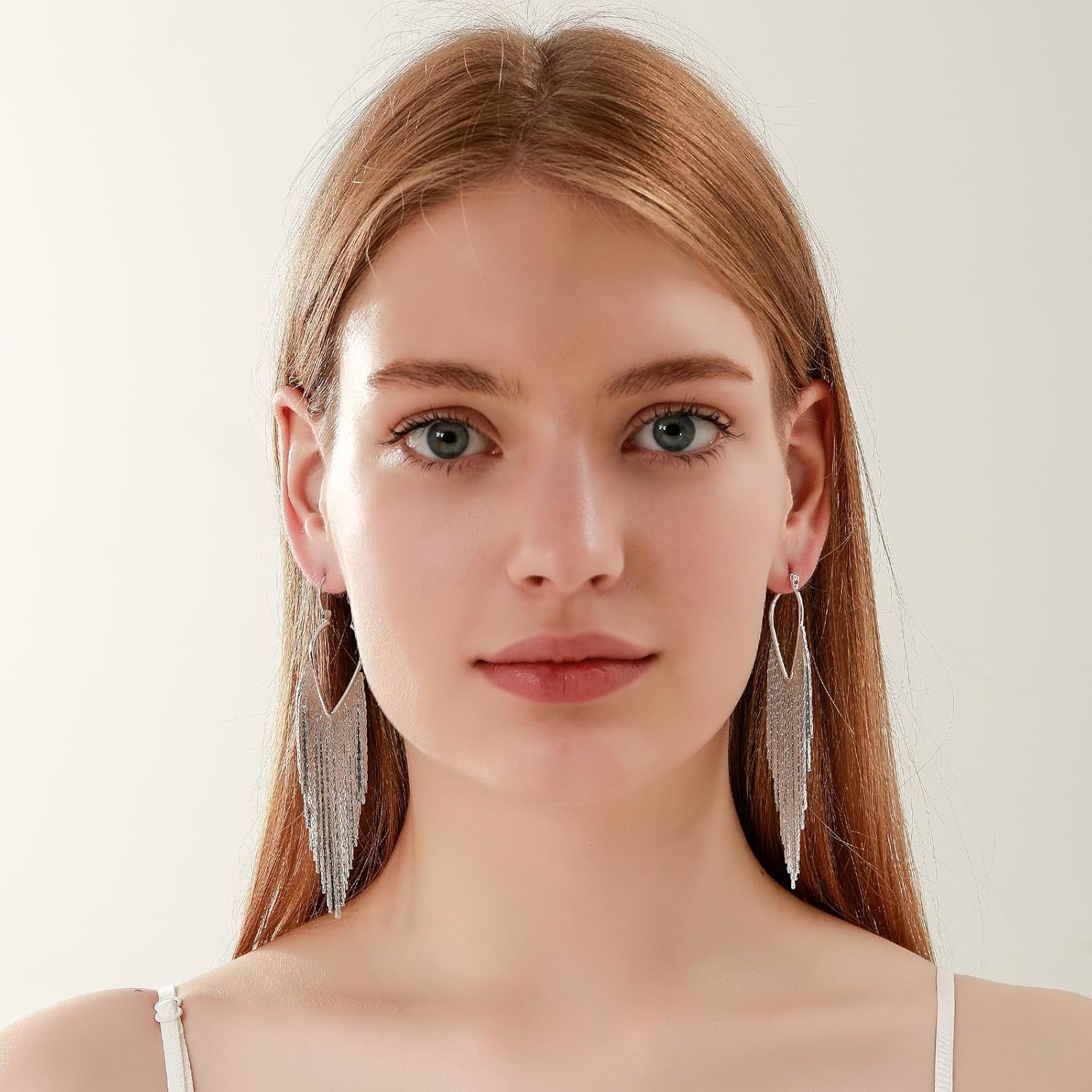 Ritach Silver Golden Tassel Earrings Dangling for Women Long Golden Formal Fringe Dangle Earrings Statement Chain Chandelier Trendy Jewelry for Party Prom - Image 3