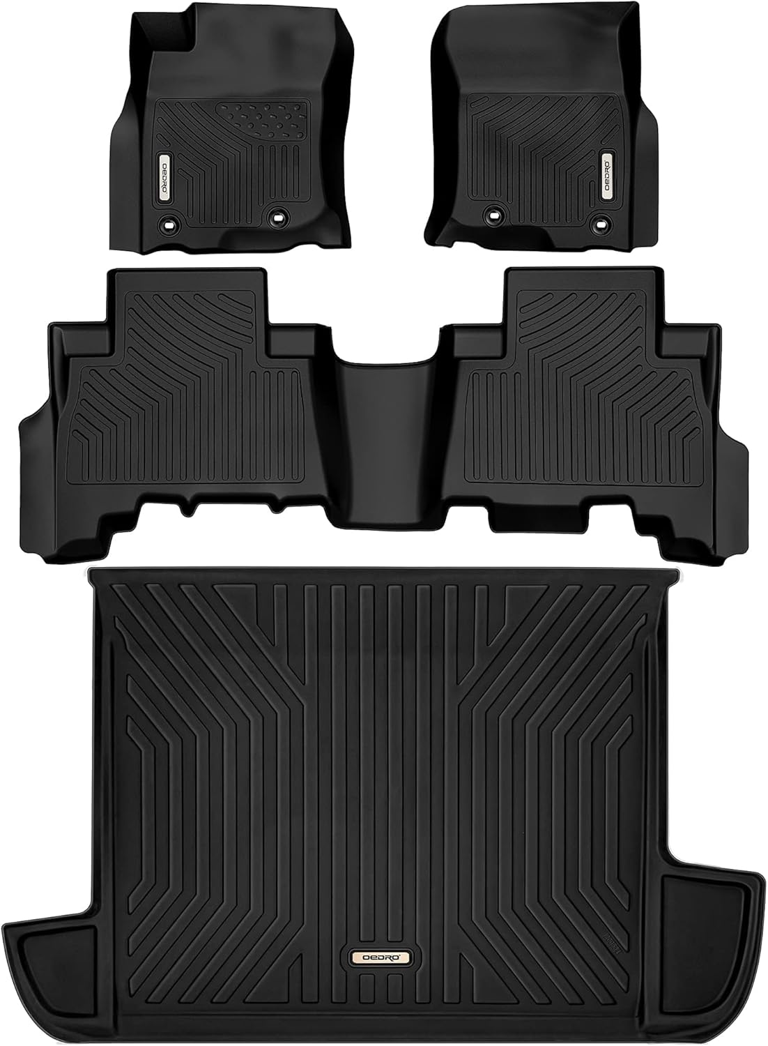 OEDRO Floor Mats & Cargo Liners Set Fit for 2013-2024 Toyota 4Runner, TPE All-Weather Guard 4Runner Floor Liners, 1st & 2nd Row and Cargo Liner, Black