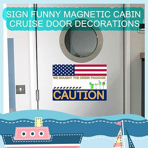 Miniatura 3 de 2 piezas de imanes grandes de precaución para puerta de crucero, divertidos letreros magnéticos divertidos para puerta de crucero de carnaval,
