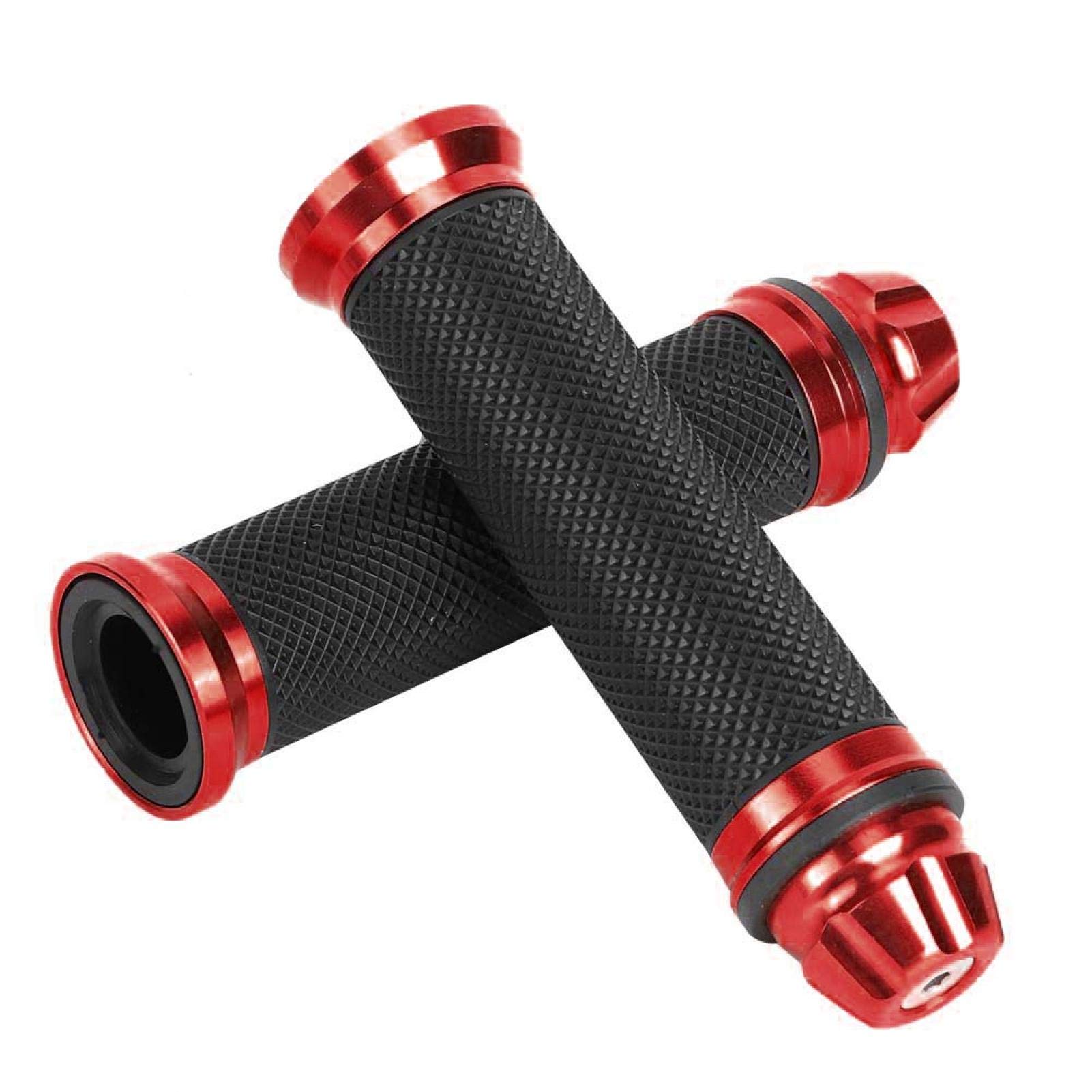 Universele Motorfiets Handvatten CNC Aluminium Rubber Motor Handvat Bar Grips voor 7/8 Handvat Bar Bike Fiets (Zilver) Motorfiets stuur