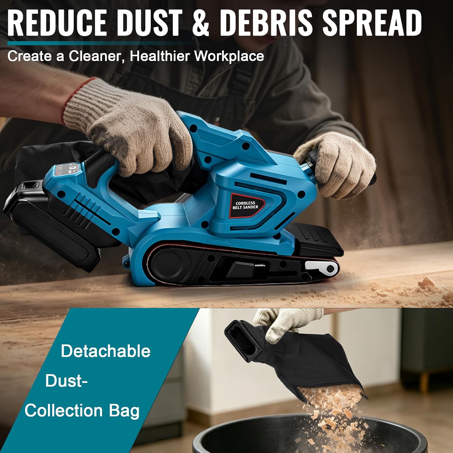 Brushless Cordless Belt Sander Compatible with Makita 18V Battery