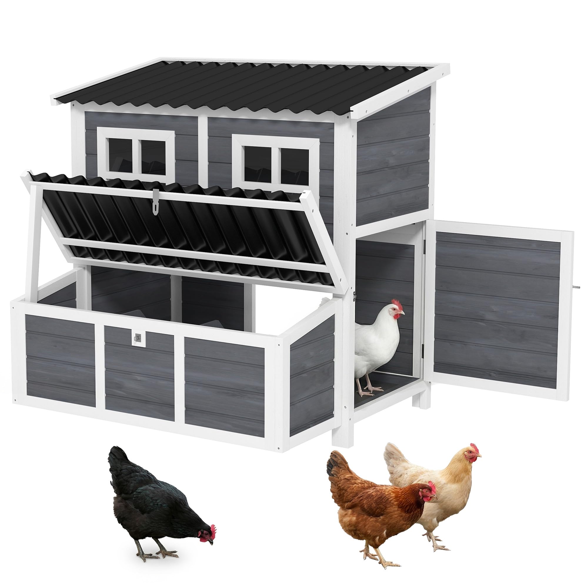 PawHut Extra Large Wooden Chicken Coop with Nesting Boxes