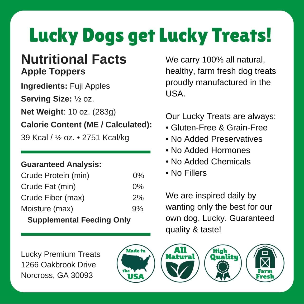 Lucky Premium Apple Sprinkles – Dog Food Toppers Made with Real Fuji Apple Jerky, Dog Food Seasoning to Add Flavor to Every Meal (10 oz)