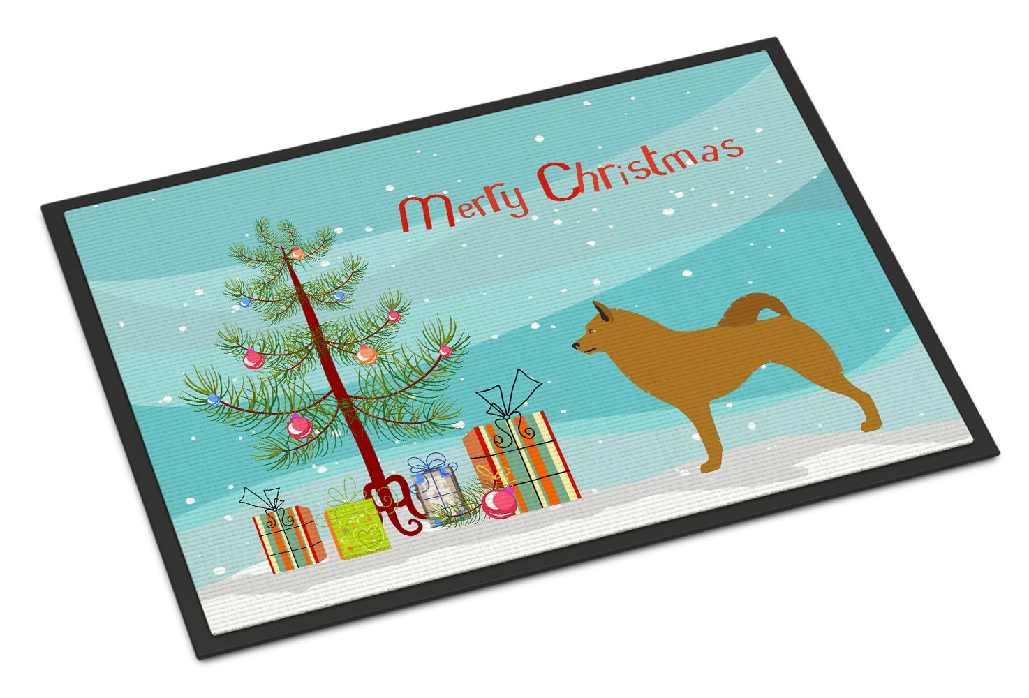 Caroline's Treasures BB8505MAT Finnish Spitz Christmas Doormat 18x27 Front Door Mat Indoor Outdoor Rugs for Entryway, Non Slip Washable Low Pile, 18H X 27W