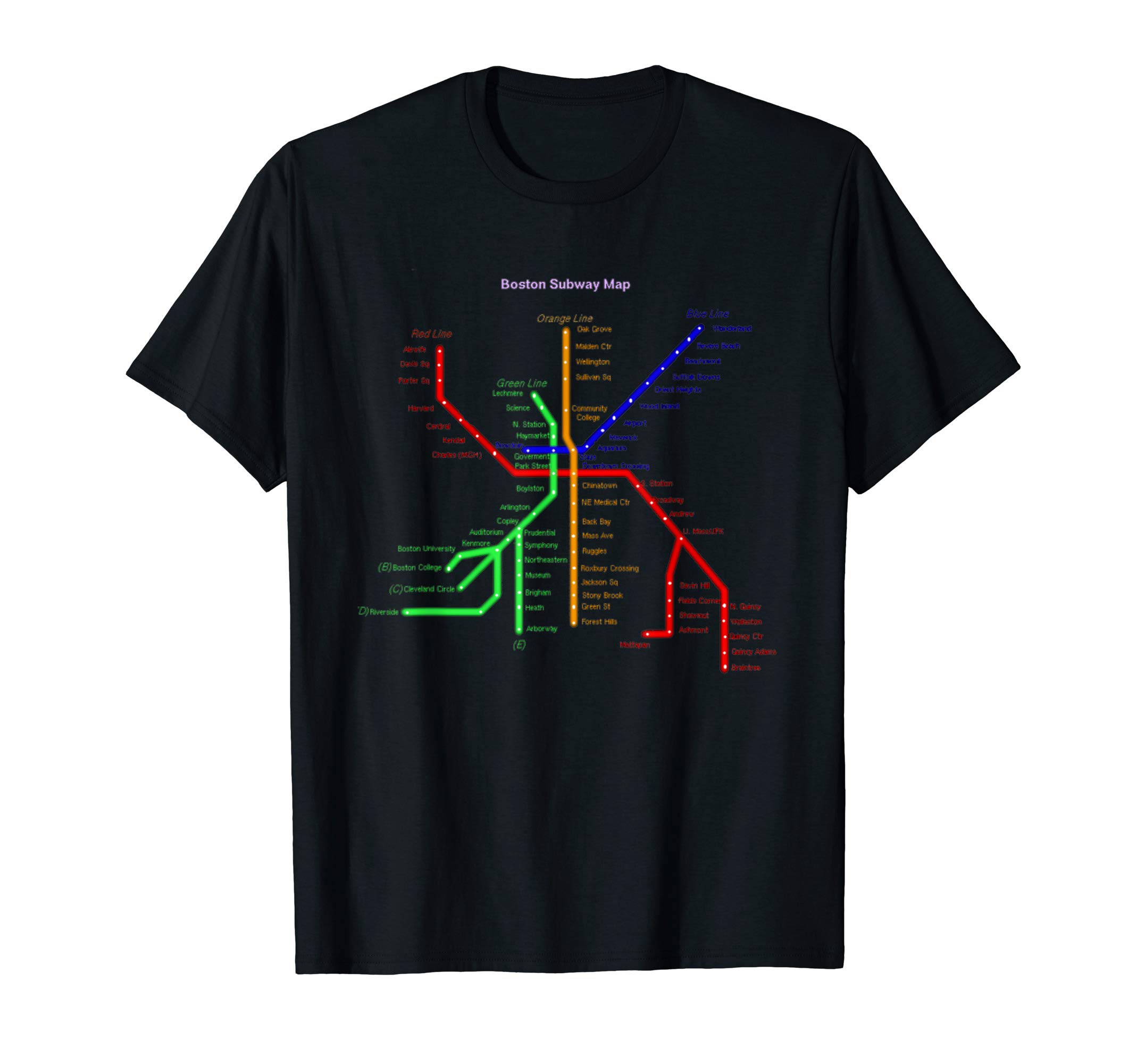 Stadt Boston Massachusetts Merch Co.Boston Metro Map Massachusetts City Art Pride T-Shirt