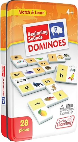 Junior Learning Beginning Sound Dominoes Juegos de acción educativos, Multi (JL492) durante 48 meses a 96 meses