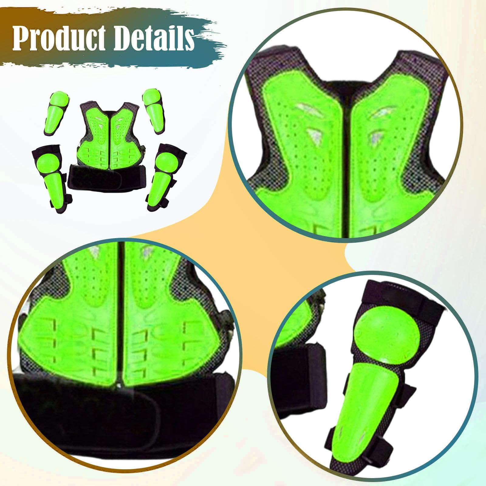 Traje de protección para niños para Motocicleta, Rodilleras y Coderas Transpirables