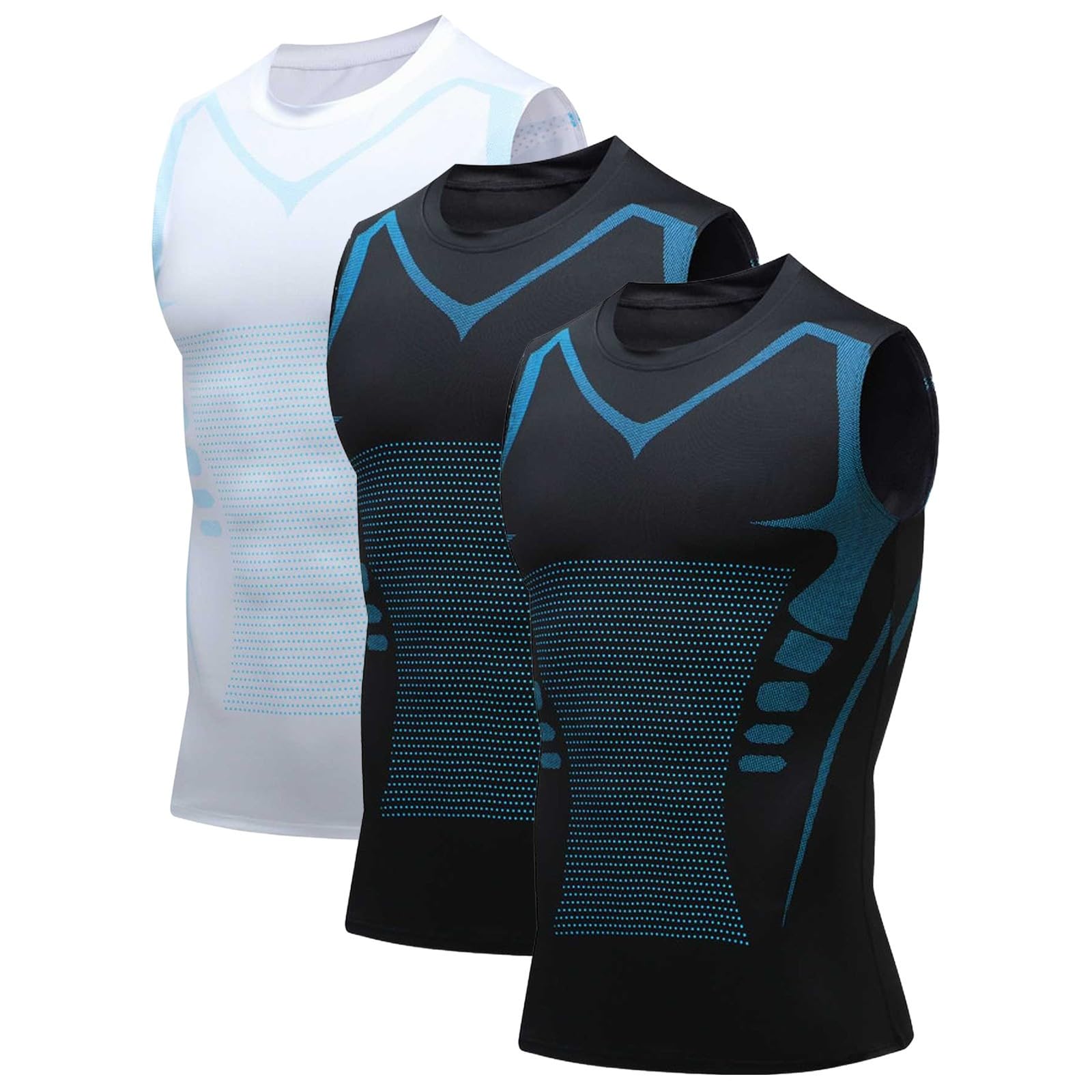 Lot de 3 Gilet de Mise en Forme Ionique, 2026 Nouveau Débardeur de Compression pour Hommes, Gilet de Modelage du Corps À Compression Ionique, Tee Shirt sans Manche Hommes