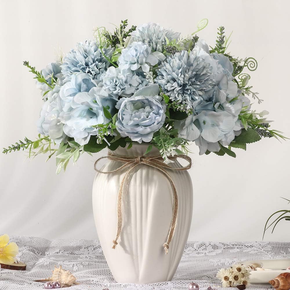 JARELING Peonies Artificial Flowers in Vase, Fake Hydrangea
