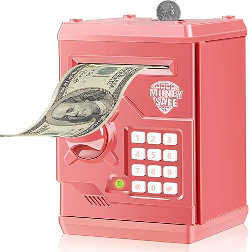 Miniatura 1 de Qwifyu Alcancía para niños y niñas, caja de dinero segura para niños de 4, 5, 6, 7, 8, 9, 10 años, regalo de cumpleaños, caja de ahorro de dinero